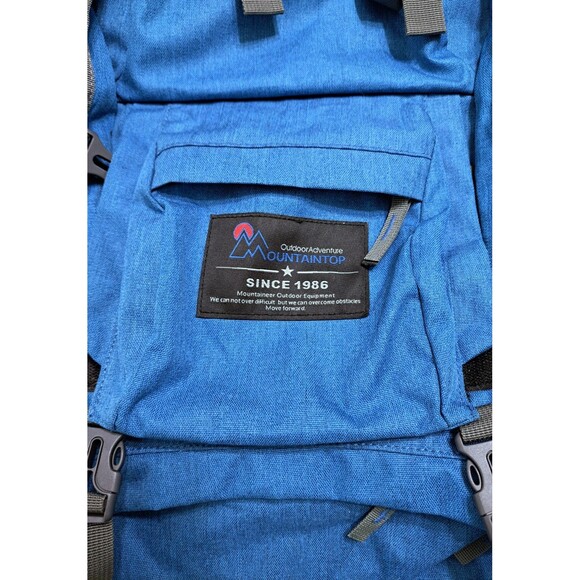 Hiking Backpack 40L Mountaintop Outdoor Adventure Traveling Blue w Rain Cover - Picture 2 of 13